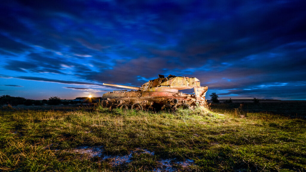 Chieftain tank as a night-time hard target on Salisbury Plain Training Area