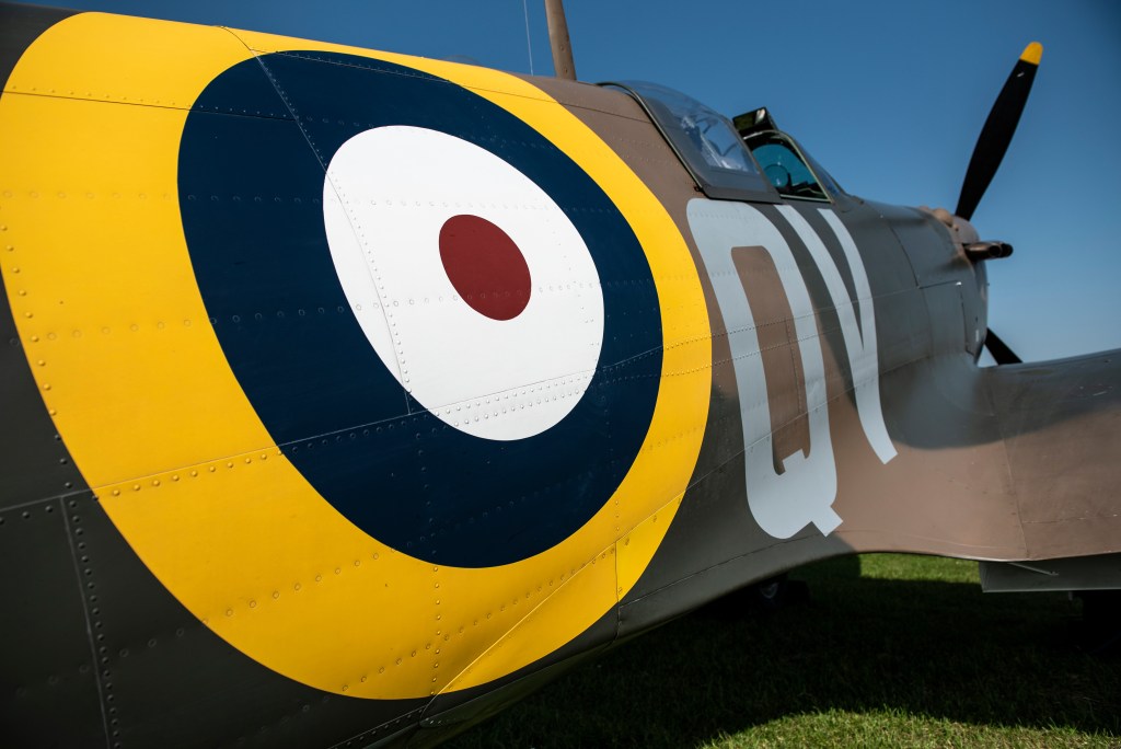 Supermarine Spitfire Mk I parked on the grass at Duxford