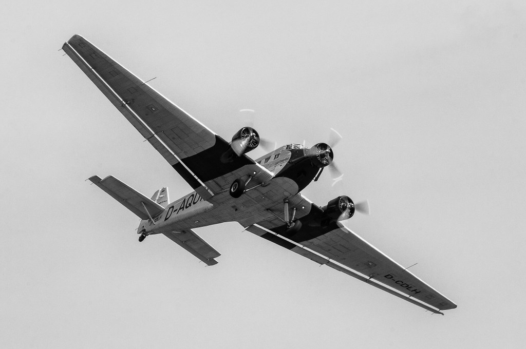 Junkers Ju 52/3mg8e D-AQUI in flight at Duxford