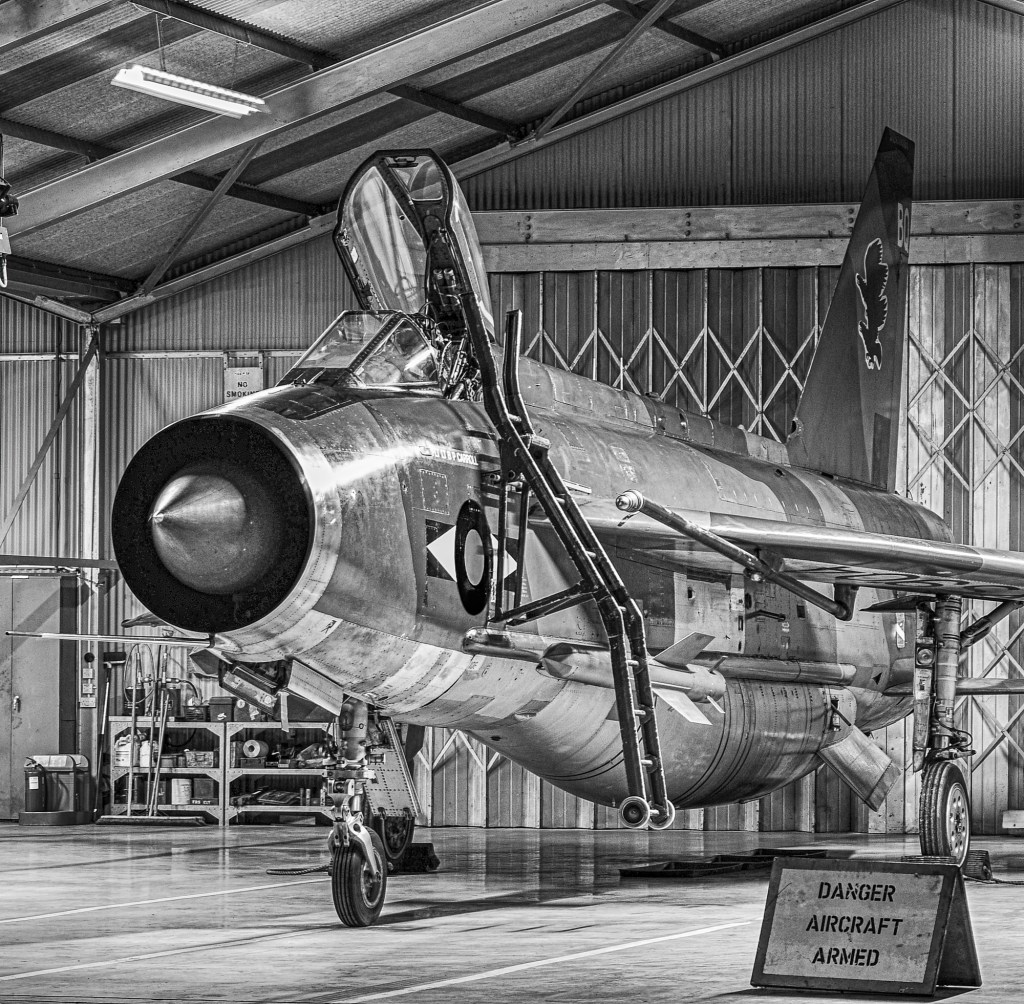 English Electric Lightning F6 XS904 in the QRA shed at Bruntingthorpe