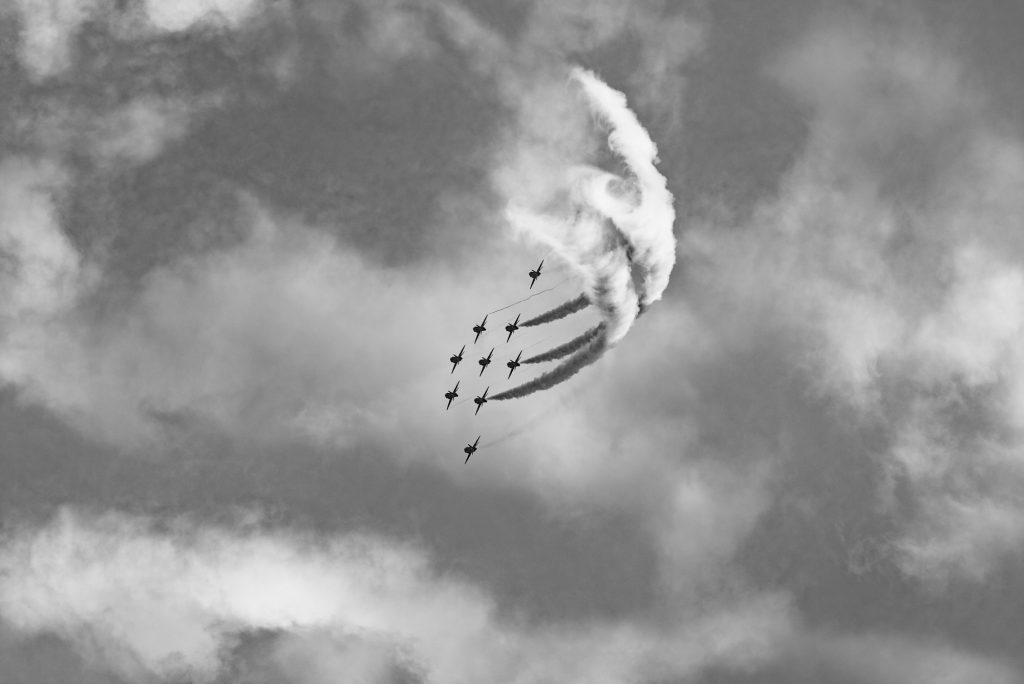 Red Arrows display team over Bournemouth