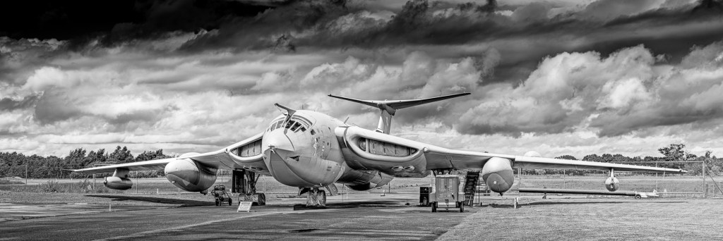 Black and white view of Handley Page Victor K2 XL231 at the Yorkshire Air Museum